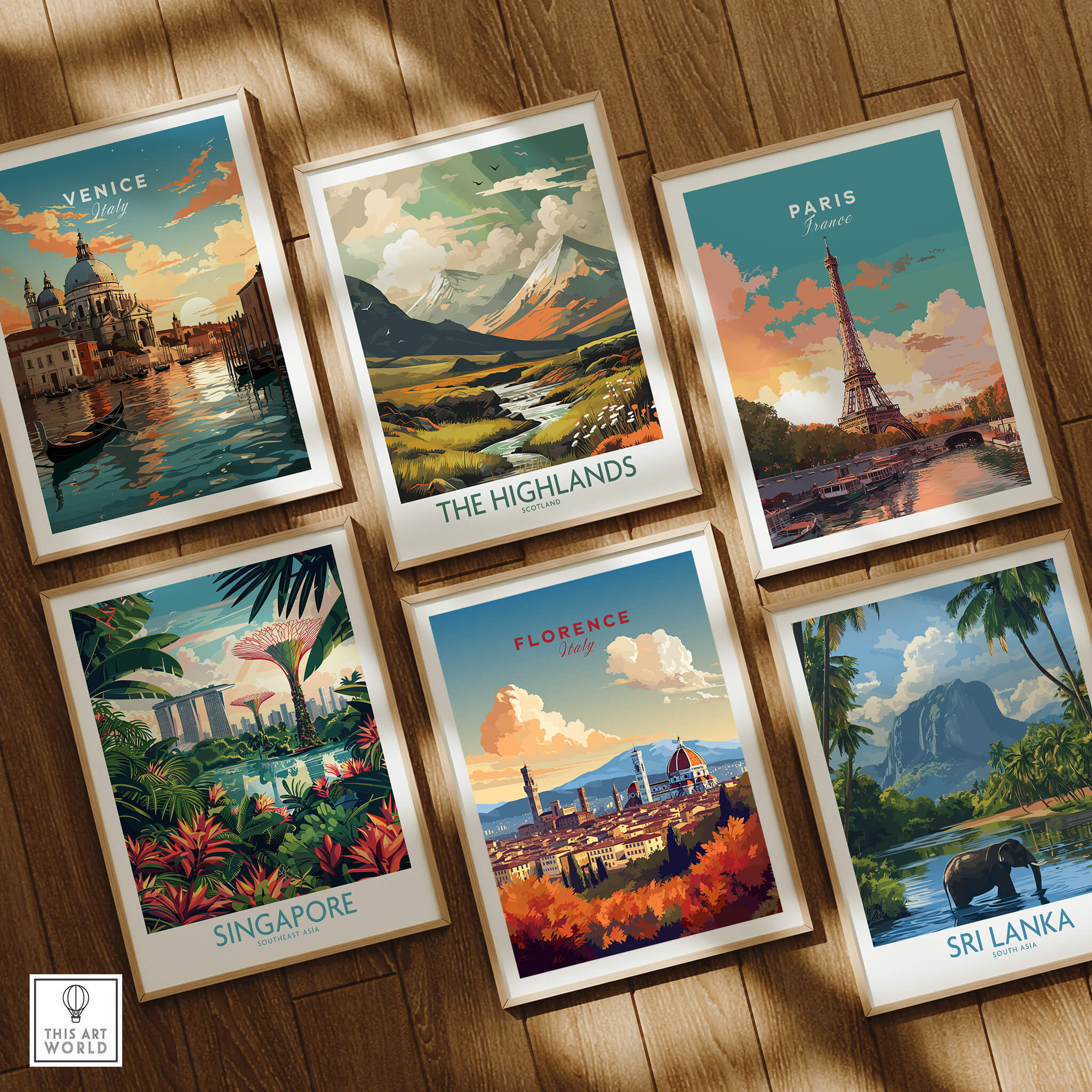 Florence Italy Art Print and other travel posters featuring iconic destinations like Venice and Paris.