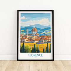 Florence Print Italy showcasing the iconic skyline of Florence with vibrant colors and a minimalist design.