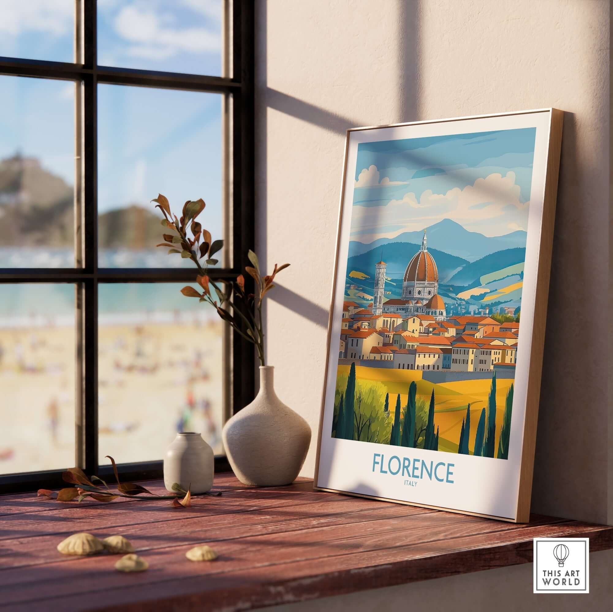 Florence Print Italy displayed in a stylish setting, showcasing the beauty and elegance of Florence.