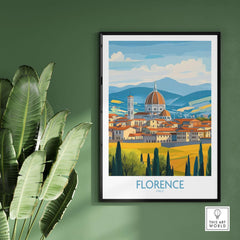 Florence Print Italy displayed as wall art, showcasing the charming landscapes of Florence, Italy.