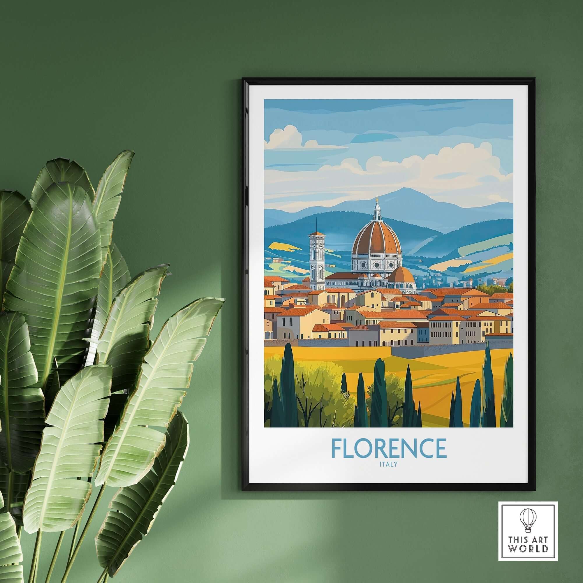 Florence Print Italy displayed as wall art, showcasing the charming landscapes of Florence, Italy.