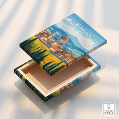 Florence Travel Print decorative box showcasing vibrant colors and iconic landmarks of Florence.