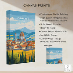 Florence Travel Print showcasing iconic landmarks in vibrant colors, perfect for travel enthusiasts.
