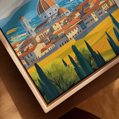 Florence Travel Print showcasing iconic landmarks and vibrant colors of Florence, Italy.