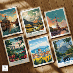 Florence Travel Print amongst other travel prints featuring iconic destinations like Venice and Paris.