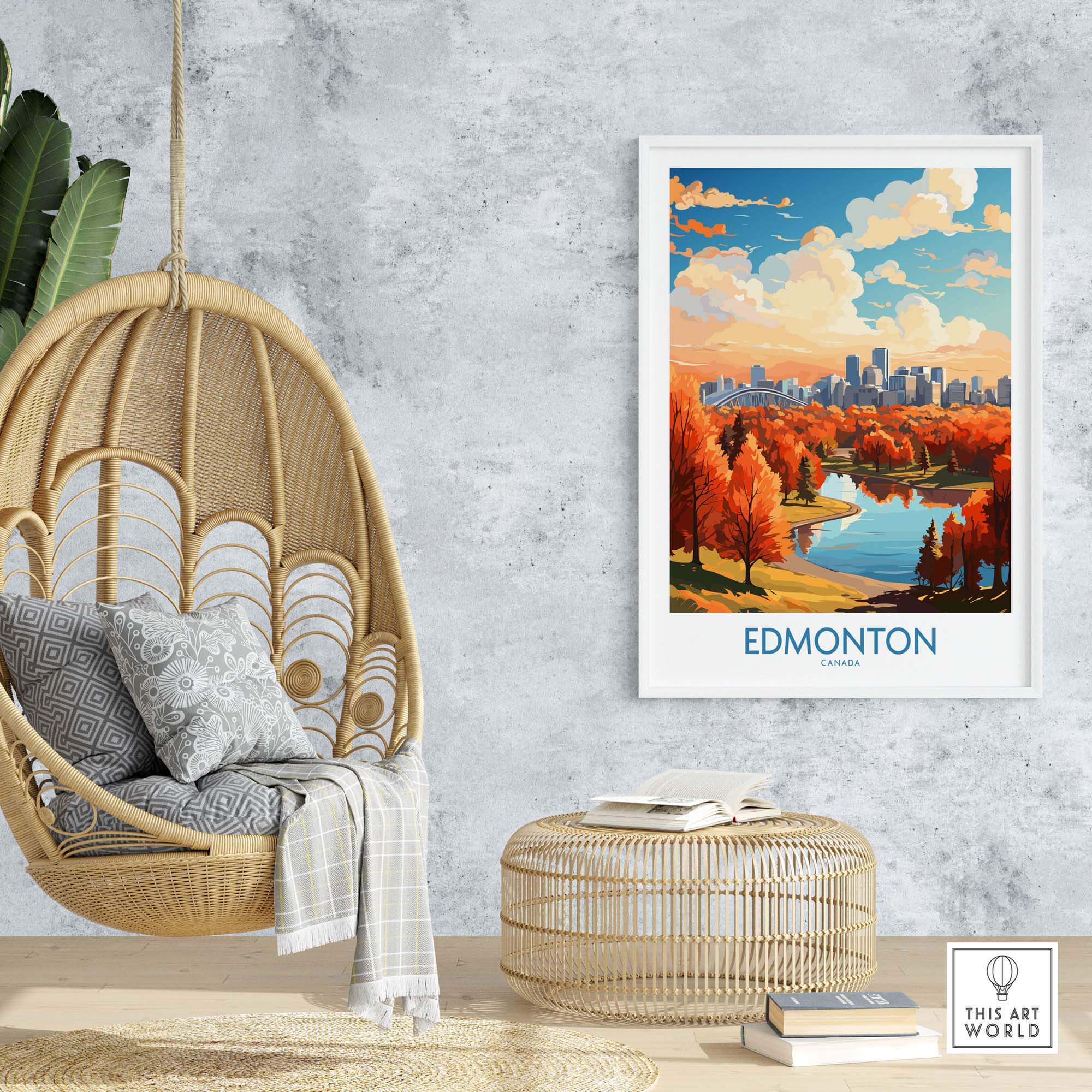 Edmonton Wall Art Print showing the Edmonton Skyline in Autumn - Exclusive to ThisArtWorld