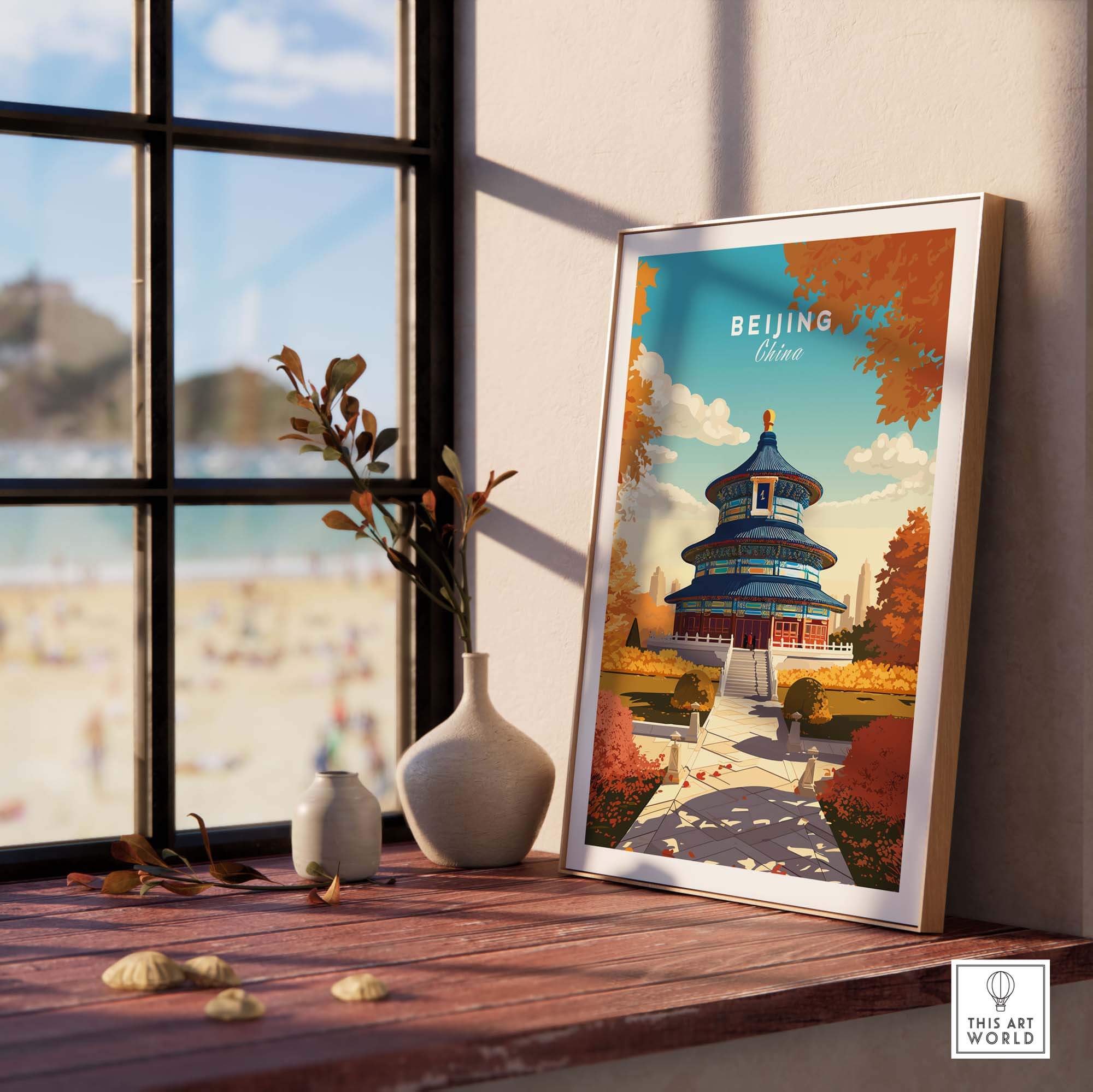 Beijing Print showcasing the Temple of Heaven, adding cultural elegance to home decor with vibrant colors.