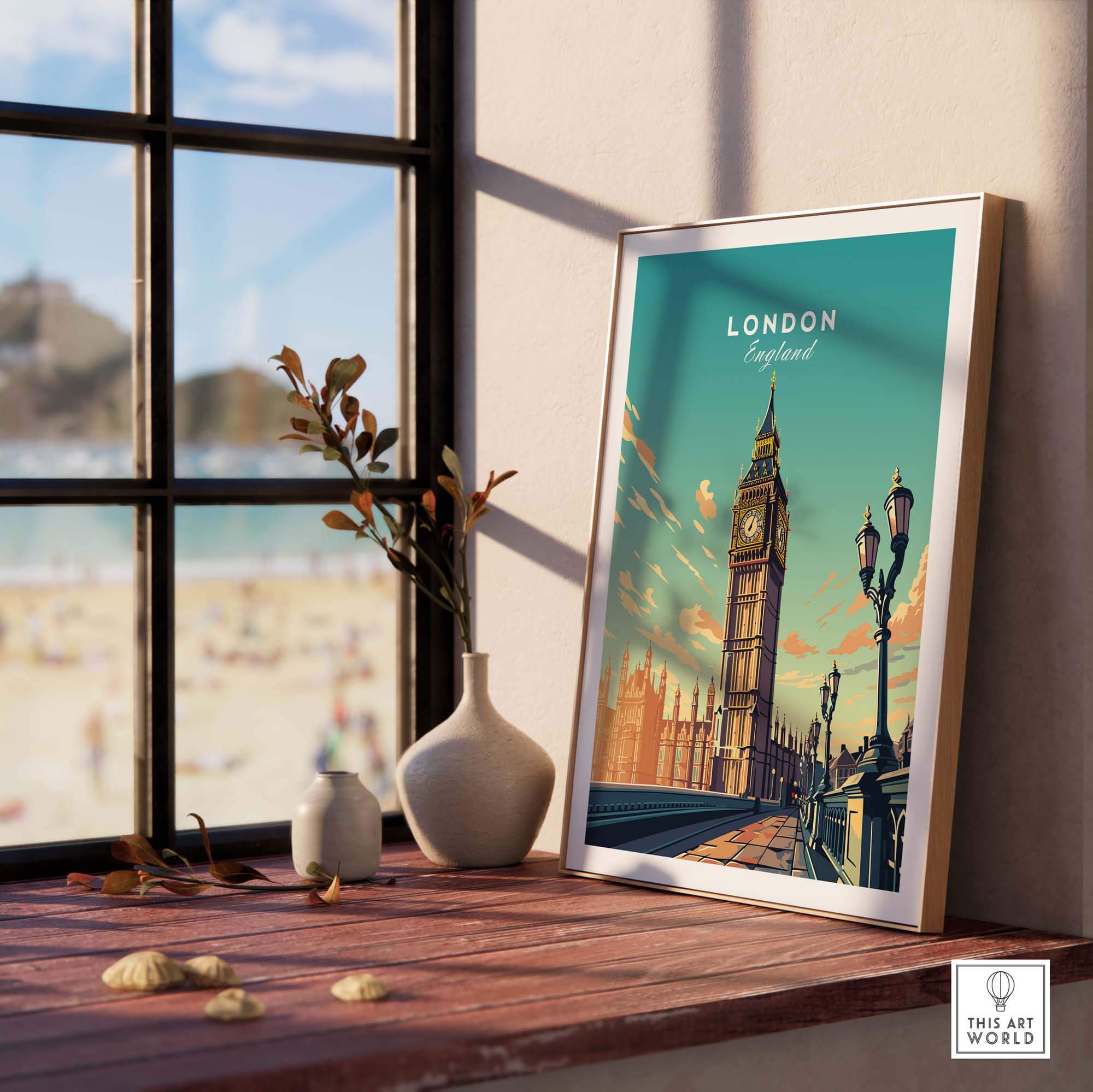 London poster featuring Big Ben, vibrant colors, stylish decor, perfect for home or as a gift, enhancing any room's character.