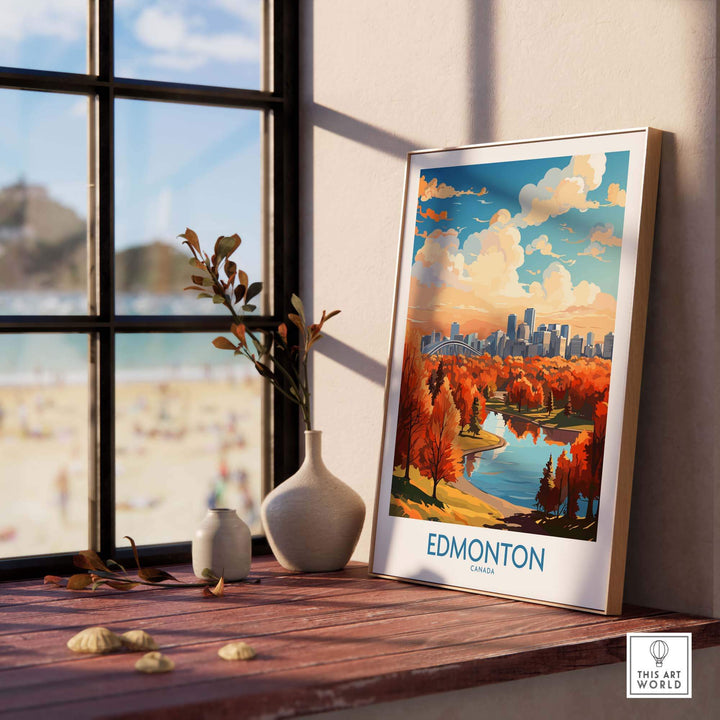 Edmonton Wall Art Print showing the Edmonton Skyline in Autumn - Exclusive to ThisArtWorld