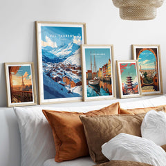 French Alps Ski Village Poster | Cosy Val Thorens Scene showcased among other travel art prints.