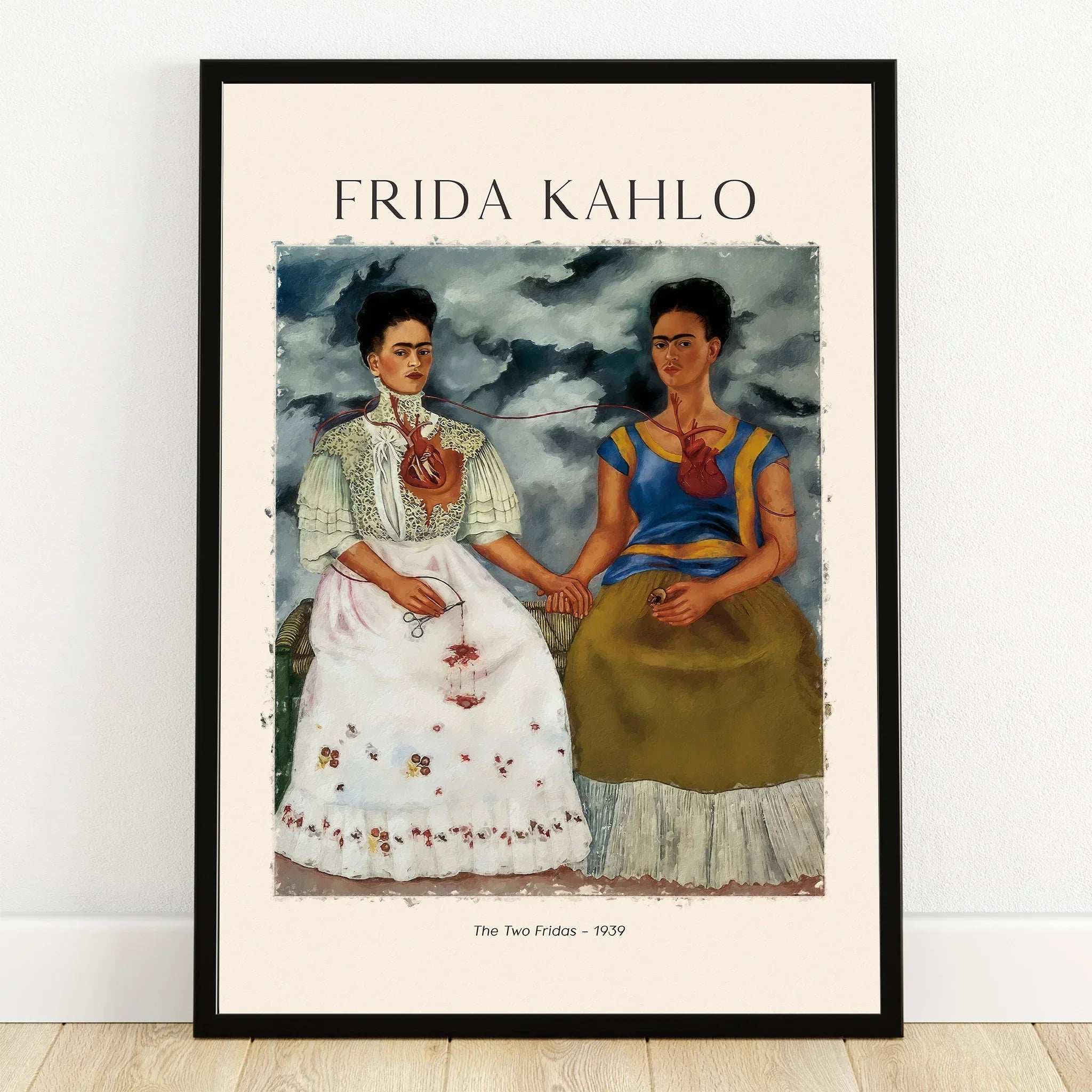 Framed wall art print of Frida Kahlo's The Two Fridas painting, home decor poster.
