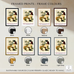 French Cheese Chart Kitchen Wall Art - framed print colour options