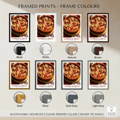 Gambas al Ajillo Spanish Kitchen Poster - framed print colour options