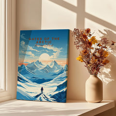 Gates of the Arctic National Park art print by a window with dried flowers and sunlight.