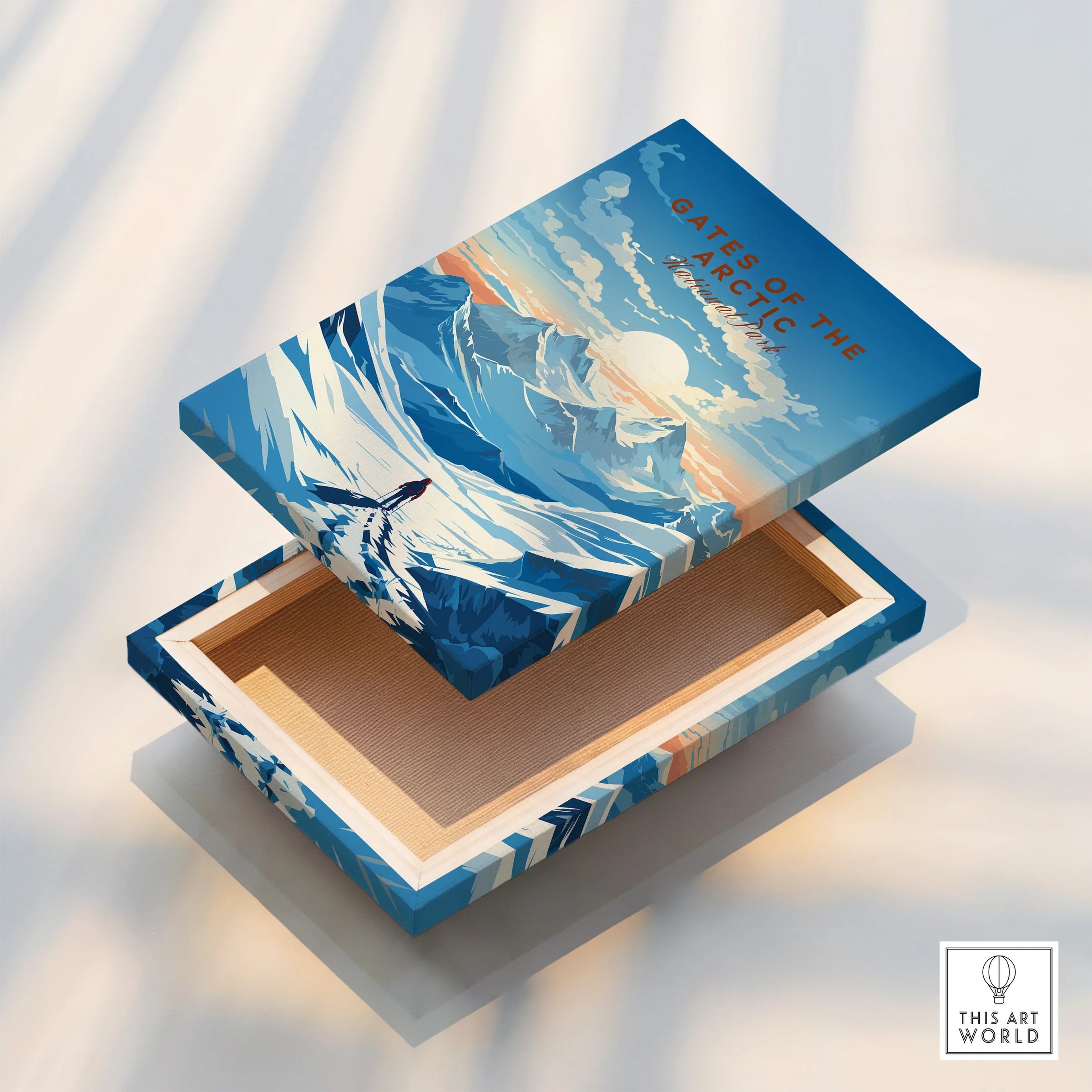 Gates of the Arctic National Park art print on floating stretched canvas, mountain landscape box