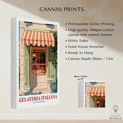Italian Gelateria Kitchen Wall Art - canvas print stretched cotton canvas details
