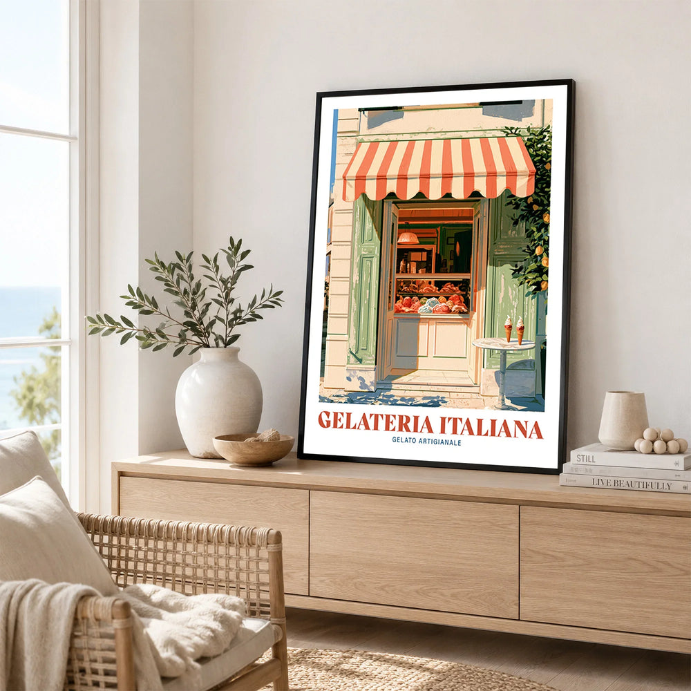 Italian Gelateria Kitchen Wall Art - framed artwork living room lifestyle setting