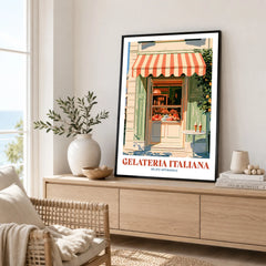 Italian Gelateria Kitchen Wall Art - framed artwork living room lifestyle setting