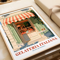 Italian Gelateria Kitchen Wall Art - framed art print closeup gift unwrapped natural frame