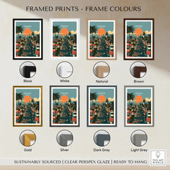 Ghana Coastal Sunset Travel Poster — framed print colour options