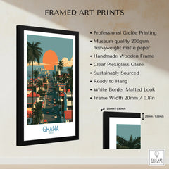 Ghana City Sunset Wall Art — framed print details measurements quality details