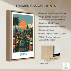 Ghana City Sunset Wall Art — framed canvas float frame details quality