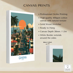 Ghana City Sunset Wall Art — canvas print stretched cotton canvas details