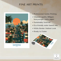 Ghana City Sunset Wall Art — fine art print unframed quality details