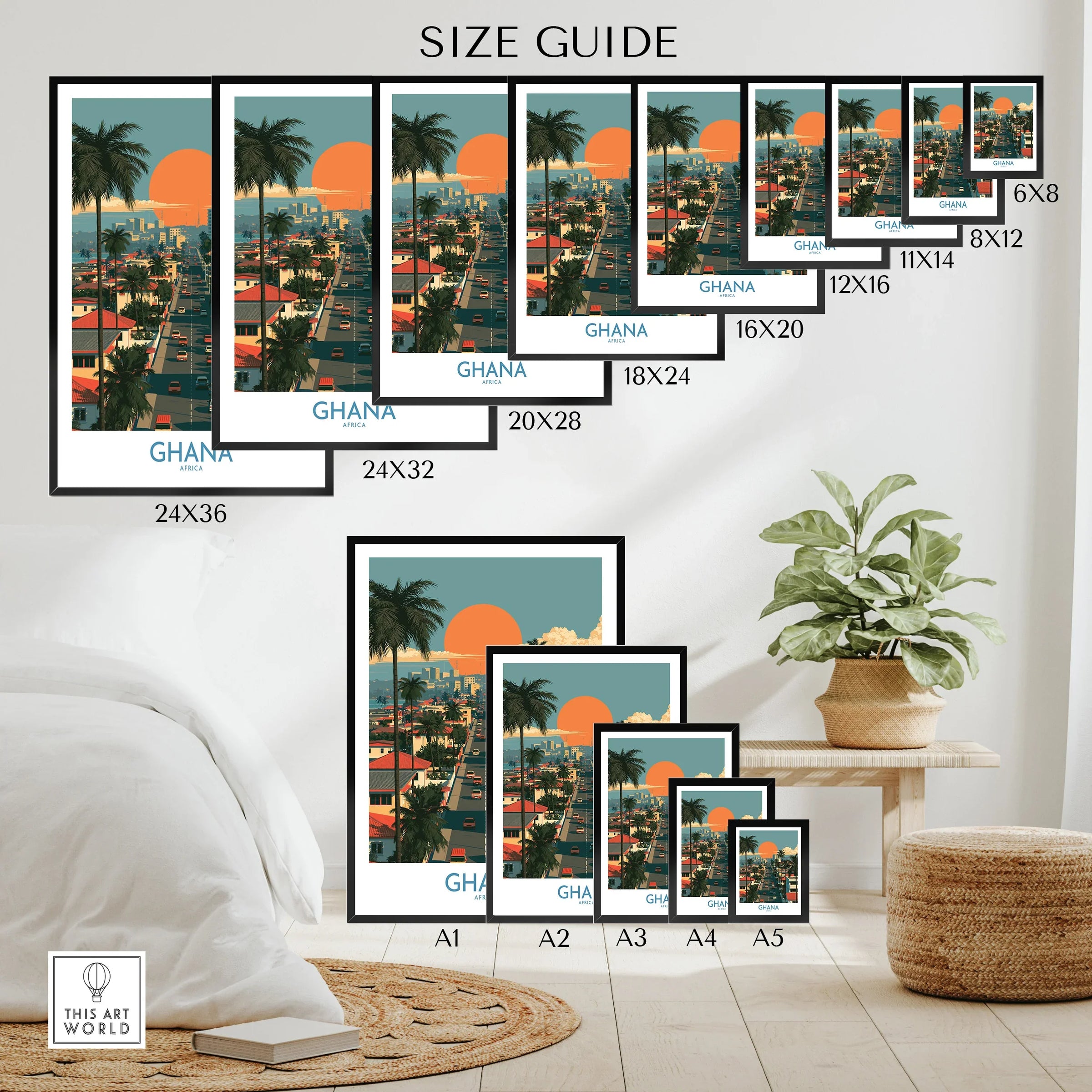 Ghana City Sunset Wall Art — wall art poster size guide thisartworld