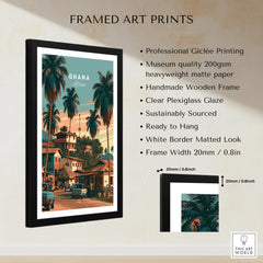 Ghana Village Street Travel Poster — framed print details measurements quality details