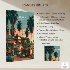 Ghana Village Street Travel Poster — canvas print stretched cotton canvas details