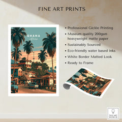 Ghana Village Street Travel Poster — fine art print unframed quality details