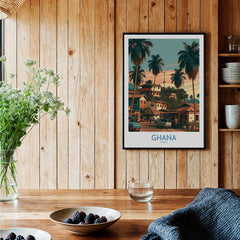 Ghana Palm Street Wall Art — black framed art print kitchen setting