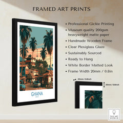 Ghana Palm Street Wall Art — framed print details measurements quality details