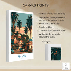 Ghana Palm Street Wall Art — canvas print stretched cotton canvas details