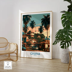 Ghana Palm Street Wall Art — large framed print room setting chair plant