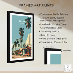 Ghana Coastal Village Travel Poster — framed print details measurements quality details
