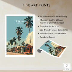 Ghana Coastal Village Travel Poster — fine art print unframed quality details