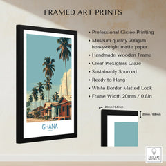 Ghana Palm Village Wall Art — framed print details measurements quality details