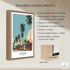 Ghana Palm Village Wall Art — framed canvas float frame details quality