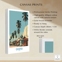Ghana Palm Village Wall Art — canvas print stretched cotton canvas details