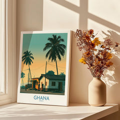 Ghana Golden Hour Wall Art — canvas print window setting with shadows flowers