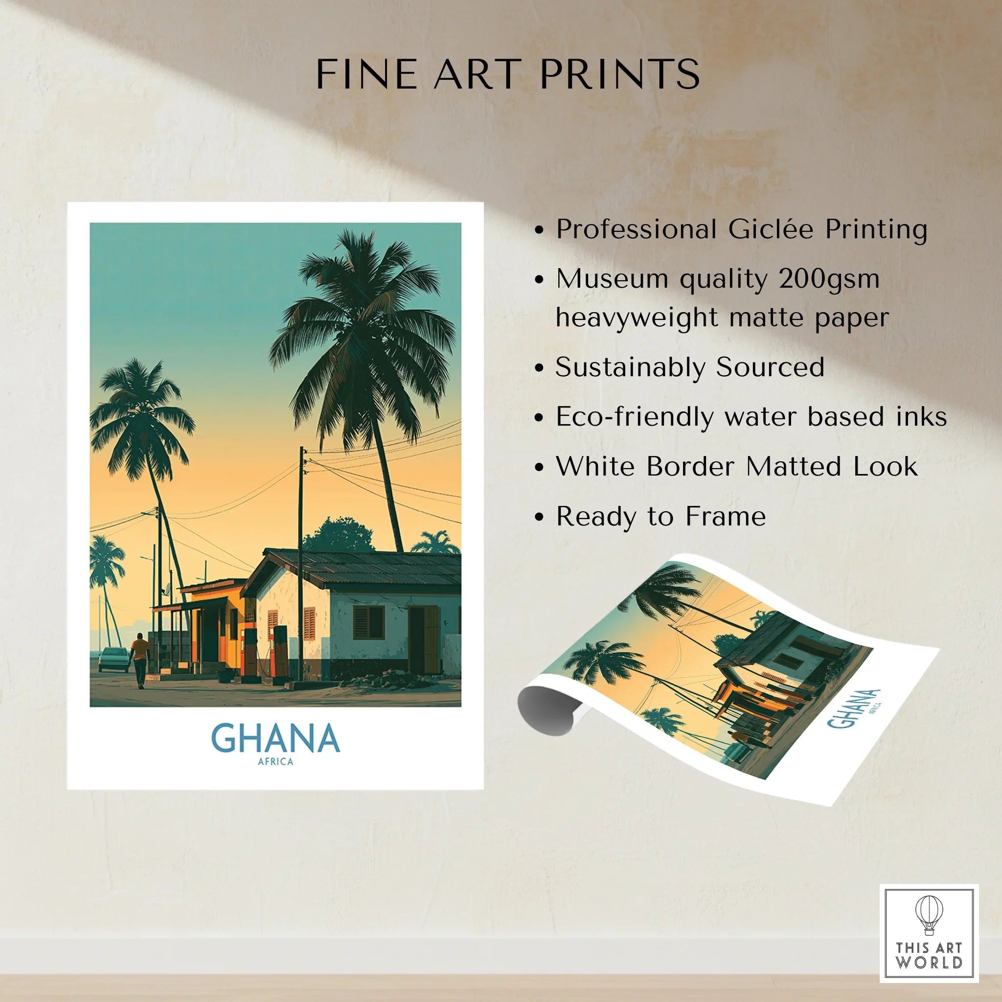 Ghana Golden Hour Wall Art — fine art print unframed quality details