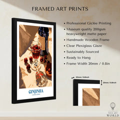 Portuguese Ginjinha Liqueur Poster - framed print details measurements quality details