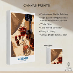 Portuguese Ginjinha Liqueur Poster - canvas print stretched cotton canvas details