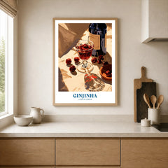 Portuguese Ginjinha Liqueur Poster - neutral kitchen single frame mockup This Art World