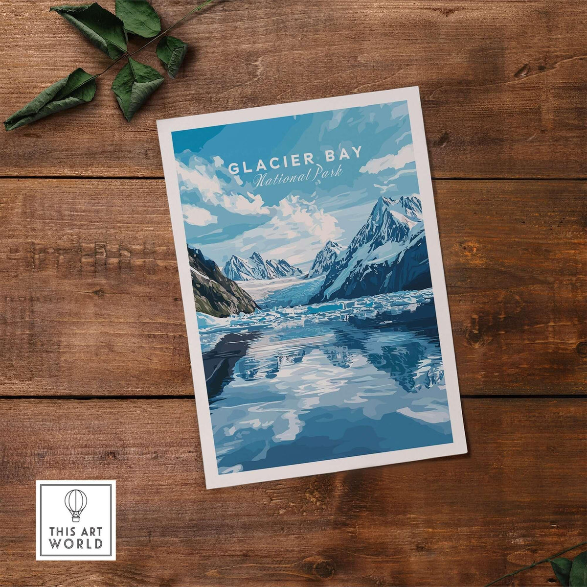 Glacier Bay Print Alaska showcasing the stunning landscapes and majestic glacier of Glacier Bay National Park.