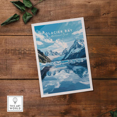 Glacier Bay Print Alaska showcasing the stunning landscapes and majestic glacier of Glacier Bay National Park.
