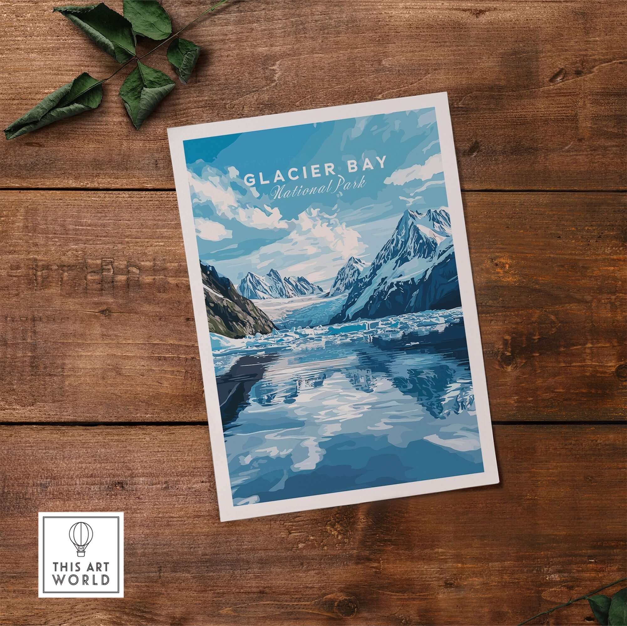 Glacier Bay Print Alaska showcasing the stunning landscapes and majestic glacier of Glacier Bay National Park.