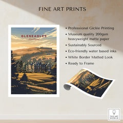 Gleneagles Poster Scotland showcasing iconic landscape, professionally printed on heavyweight matte paper.